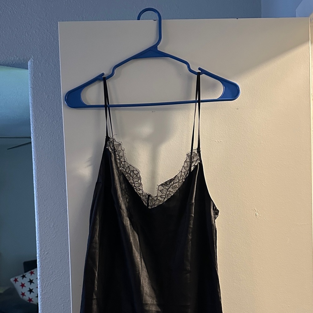 Victoria Secret Black Lace Trim Slip Dress